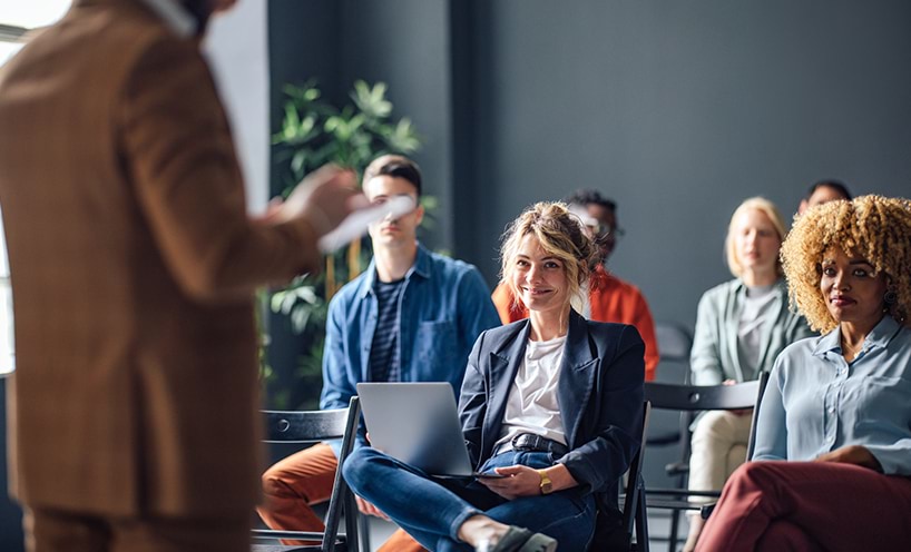 A group of individuals in a conference.